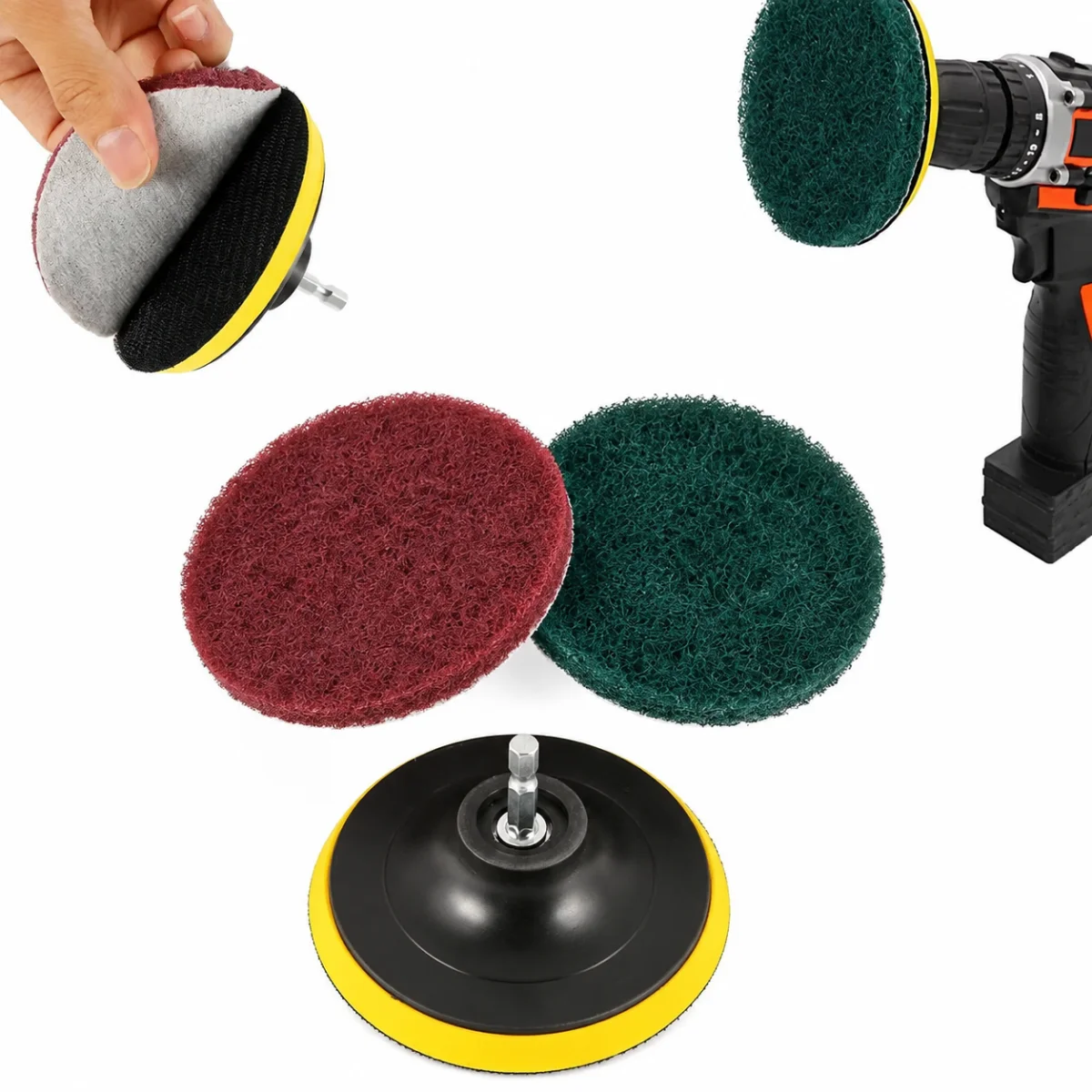 Car Electric Drill Brush Kit Electric Cleaning Brush Tool Polishing Pad Household Cleaning Tool for Bathroom Floor Tub