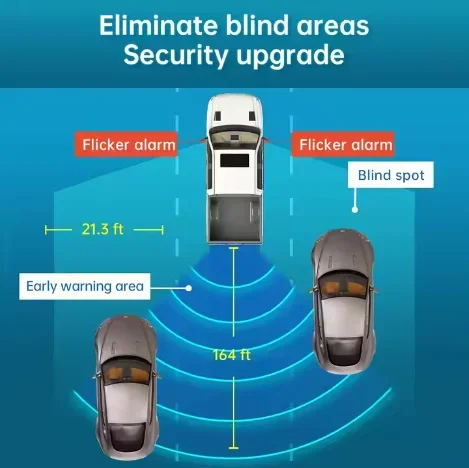 Blind spot detection system safety driving monitoring car blind spot detection system with radar sensor and sound light warning