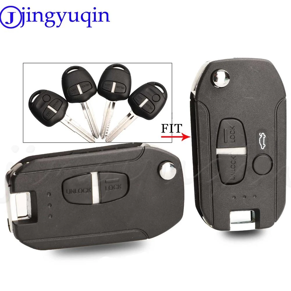 

jingyuqin 3 Button Modified Remote Flip Car Key Case Key Shell For Mitsubishi Outlander Lancer EVO Colt Mirage MIT11 Blade