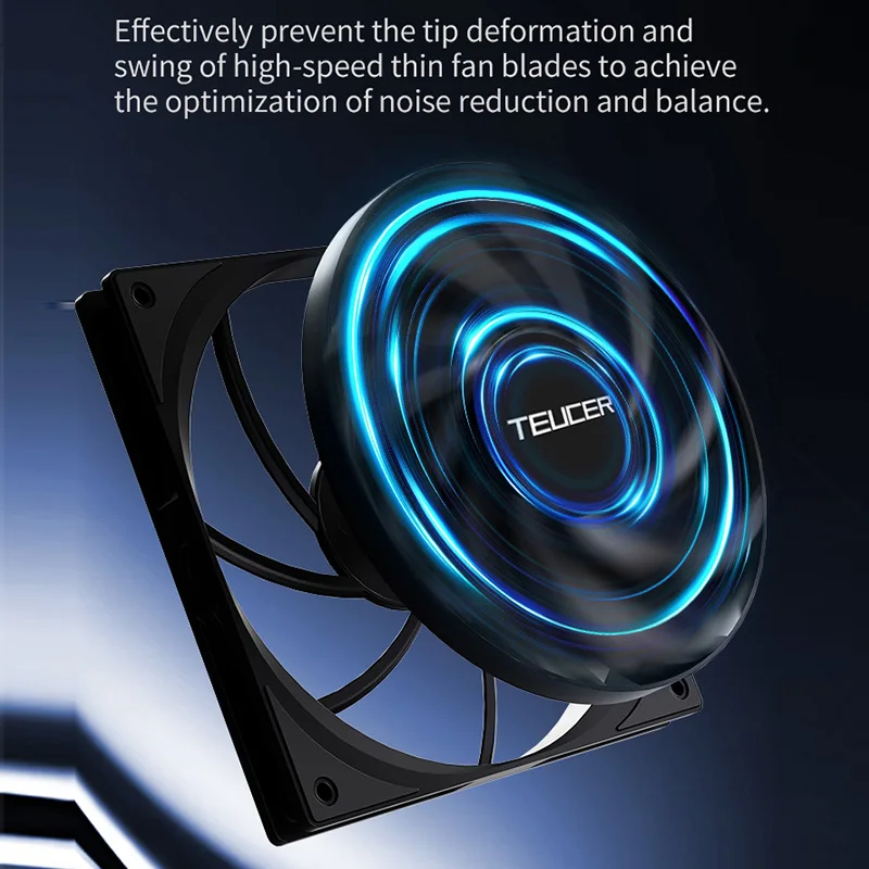 TEUCER F14015 SLIM 140mm PWM Slim Case Fan, 2100RPM High Airflow Quiet PC Cooling Fan Shock-Absorbing PC Fan for Compact Chassis - view 3