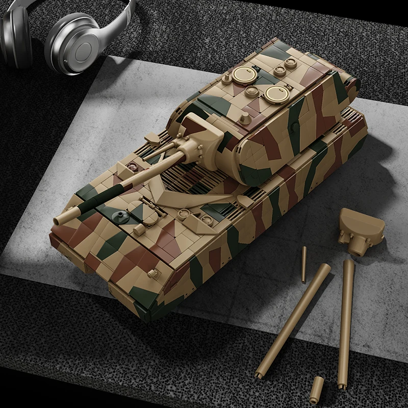 Klocki konstrukcyjne wojskowe z II wojny światowej, 2688 elementów, niemiecki czołg ciężki Panzer VIII Maus, techniczny czołg bojowy, zabawka, prezent.