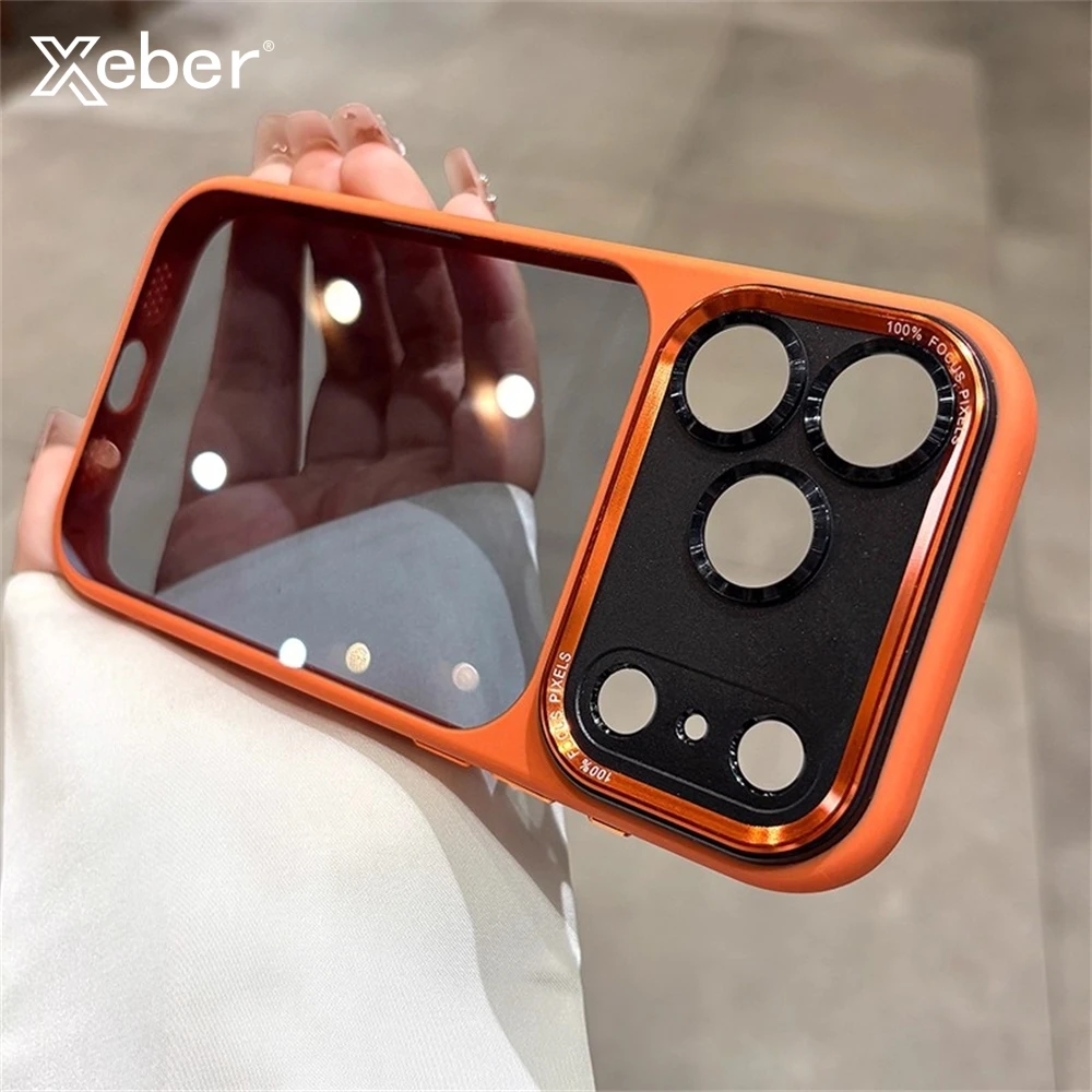 Funda de teléfono con protección de cámara de Metal con lente oficial de lujo para iPhone 17 16 Pro Max Air, funda de parachoques translúcida a prueba de golpes