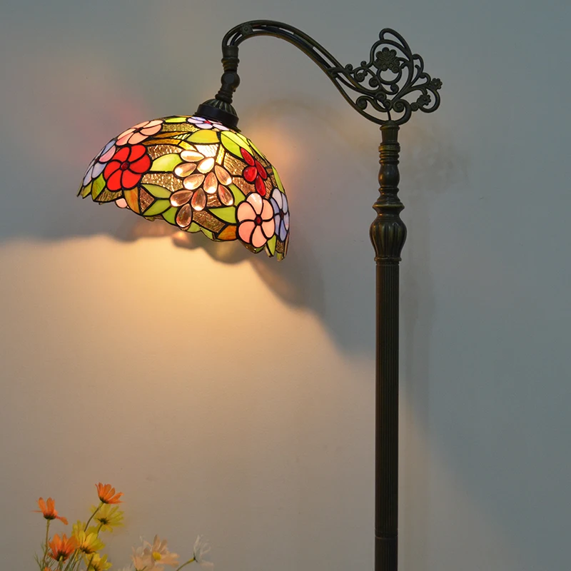 

Glass Stained floor lamp light For living bedroom reading eye protection creative retrobedside sofa corner vertical floor lamp