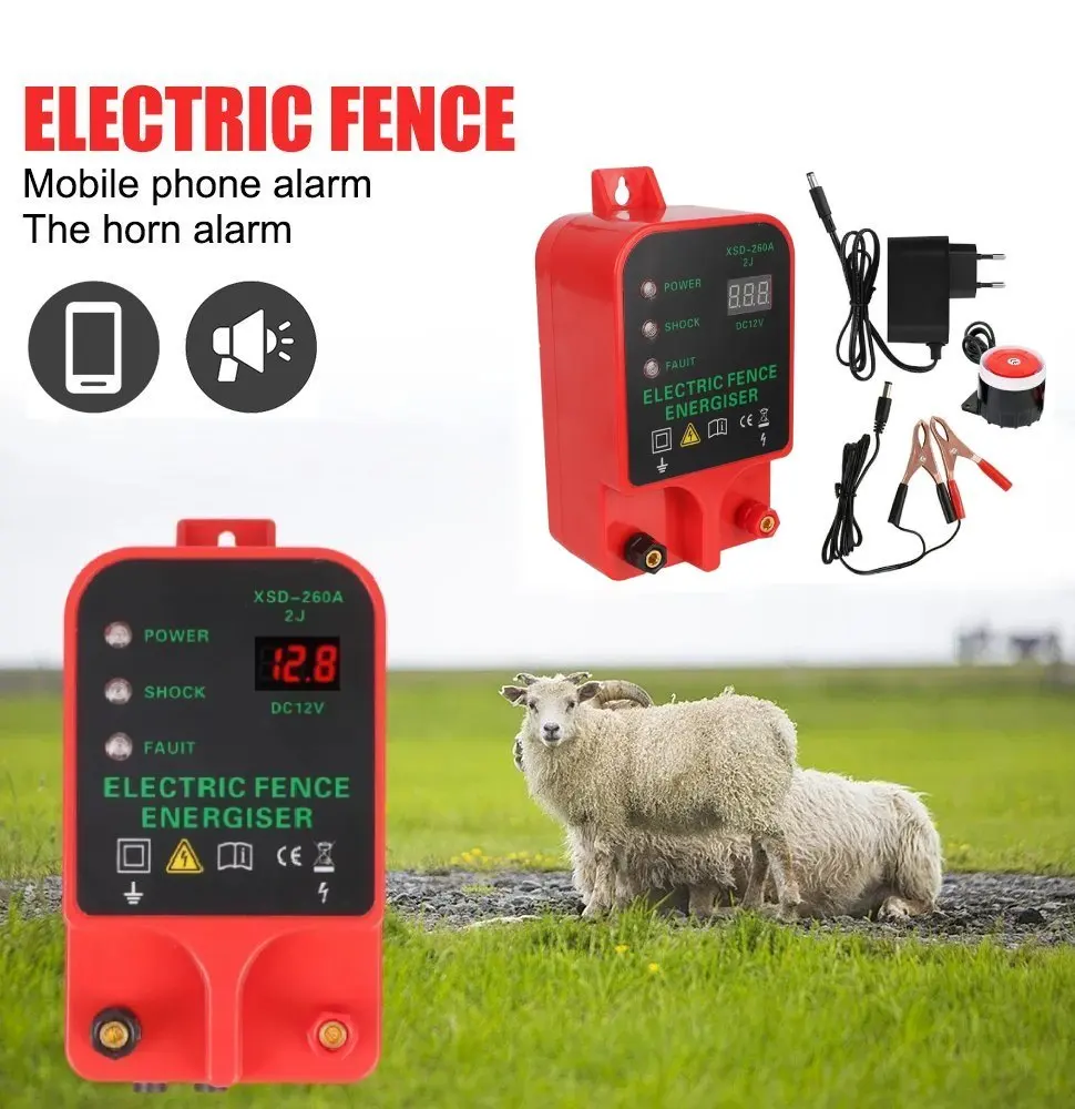 

Voltage Display Electric Fence Energizer LCD 10KM Waterproof High-decibel Alarm Livestock High Voltage Pulse Controller