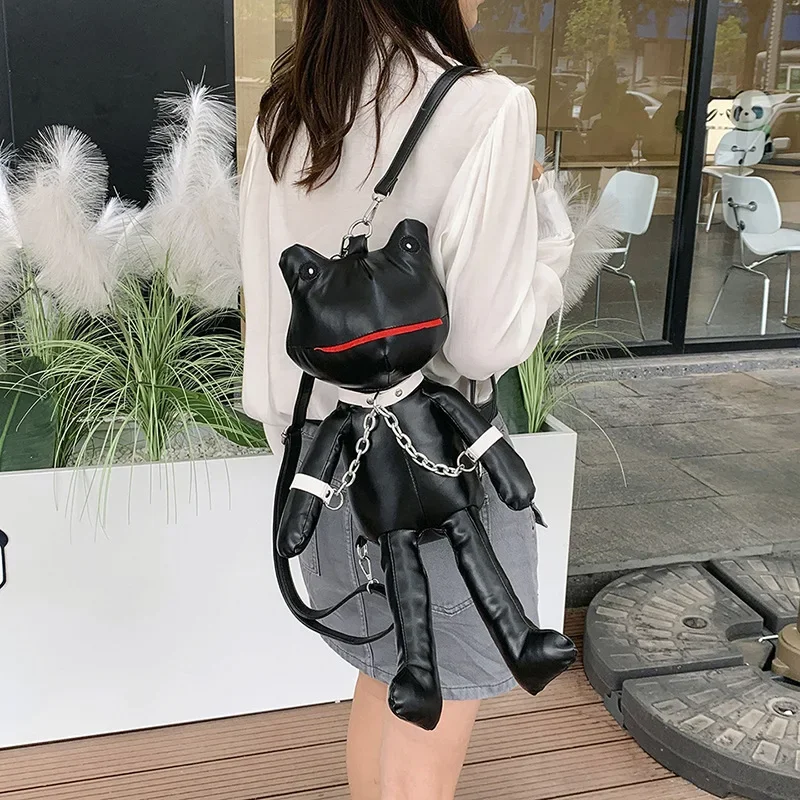 Women 2023 new cartoon frog doll funny shoulder bag personality cute girl net red travel backpack pu