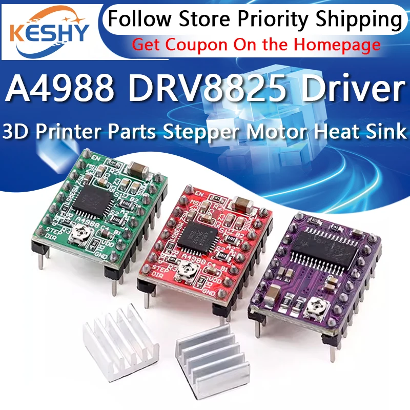 3D Printer Parts A4988 DRV8825 Stepper Motor Driver With Heat sink For SKR V1.3 1.4 GTR V1.0 RAMPS 1.4 1.6 MKS GEN V1.4 board