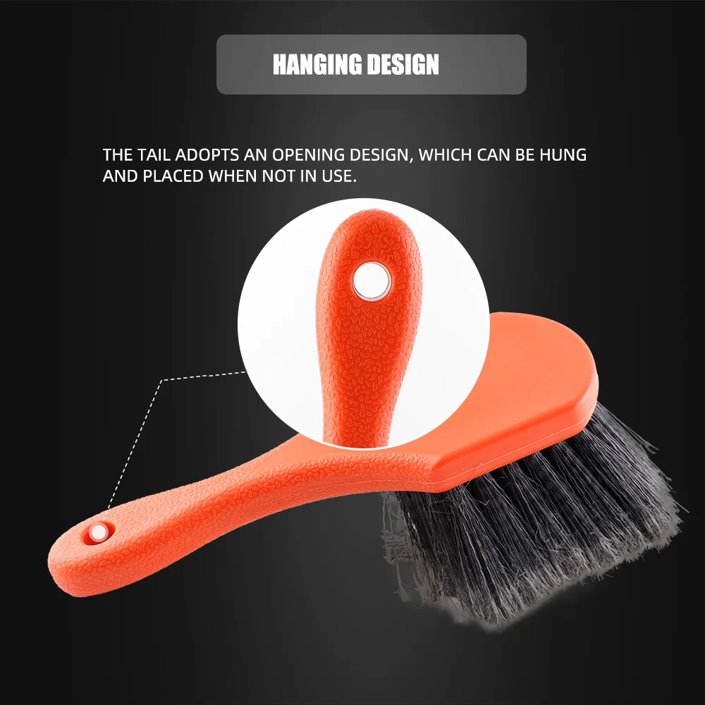 (Single Sale) SPTA Orange Short Handle Car Wheel Soft Brush Tire Washing For Auto Detailing Motorcycle Cleaning Tools