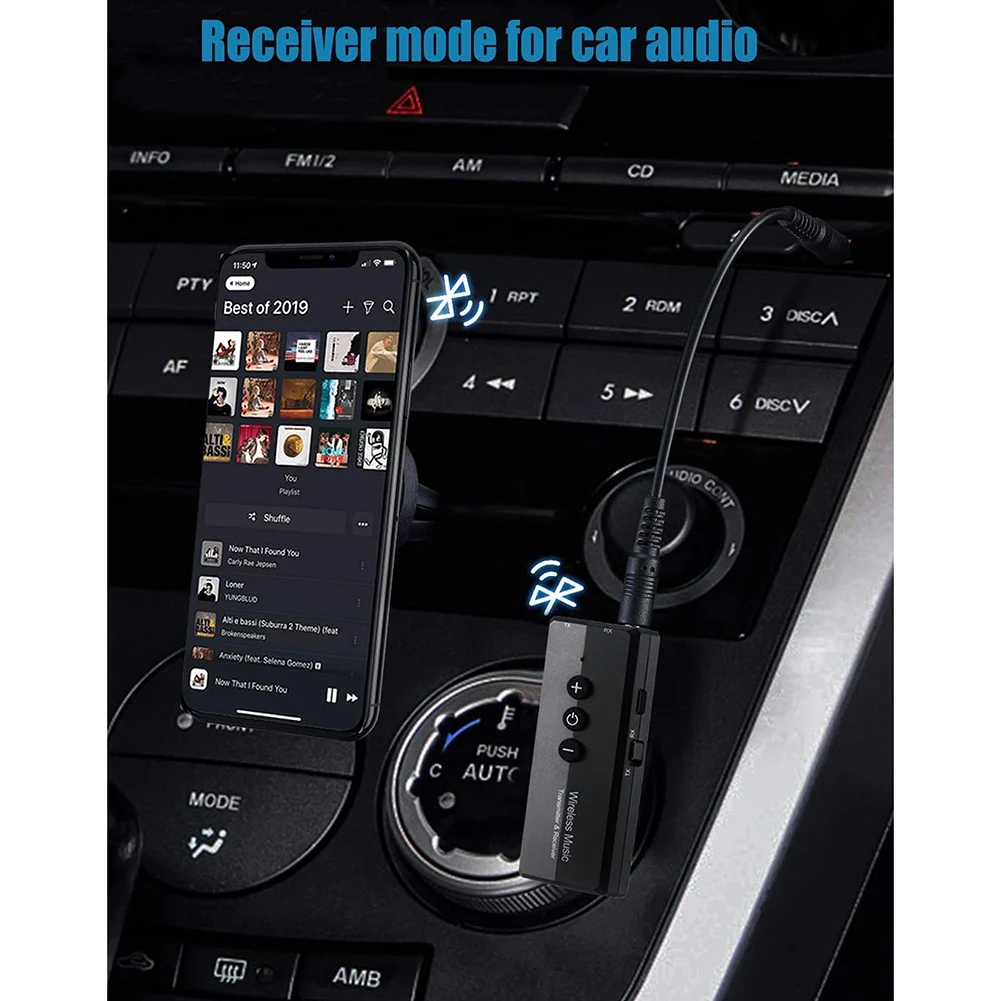 Émetteur-récepteur audio sans fil avec câble de 3.5mm, adaptateur Bluetooth 3 en 1, casque stéréo, haut-parleur, radio, voiture