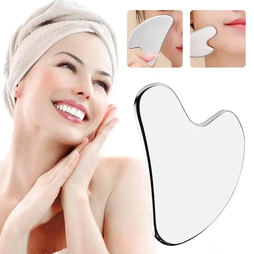 

Инструменты для лица Gua Sha из нержавеющей стали 304, инструменты для массажа лица, гладкий, прочный металлический скребок, инструмент Guasha, инструмент для лица, тела, уменьшение отечности