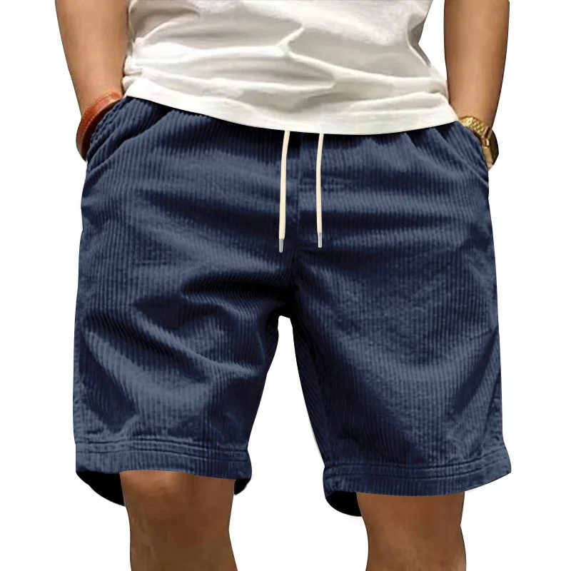 2026 Cross-Border New Casual Shorts Versatile Thin Corduroy Shorts Men's Summer Five-Point Pants