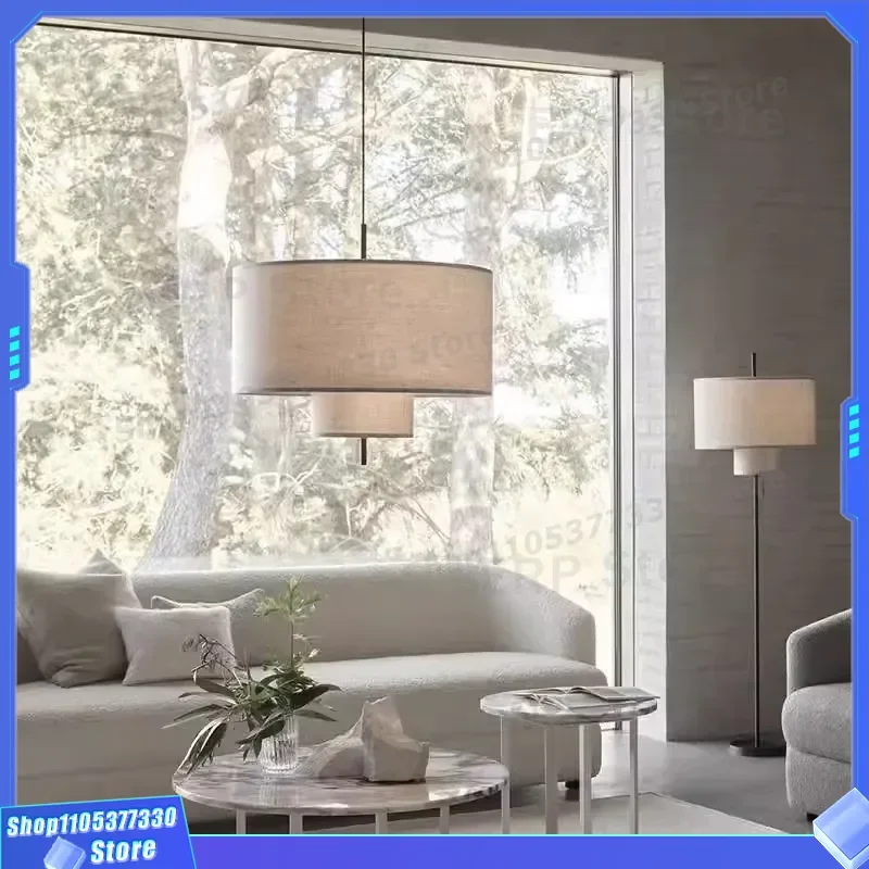 Nordic Wabi Sandy Wind Fabric Pendant Light Japanese Style New Chinese Design for Living Room Restaurant Hotel Bar Decorative
