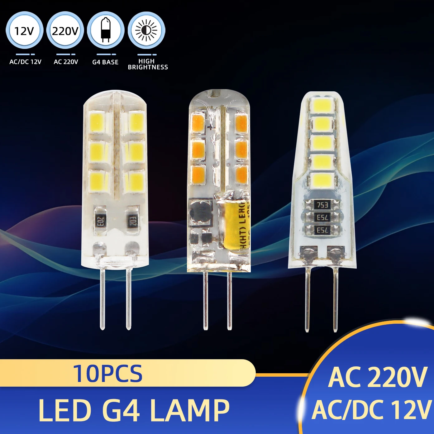 

10pcs Mini G4 LED Bulb AC DC 12V 220V 2835 SMD 8/10/24 led Lamp 360 Degree Angle Chandelier Light Replace Halogen Lamp lighting