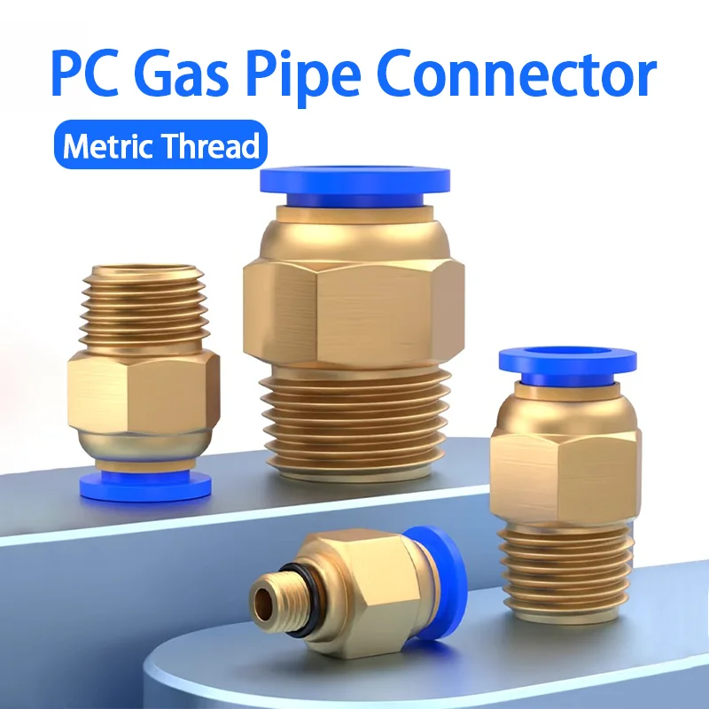 

Pneumatic Air Connector Fitting PC 4/6/8/10/12mm Thread 1/8 1/4 3/8 1/2 Hose Fittings Pipe Quick Connectors