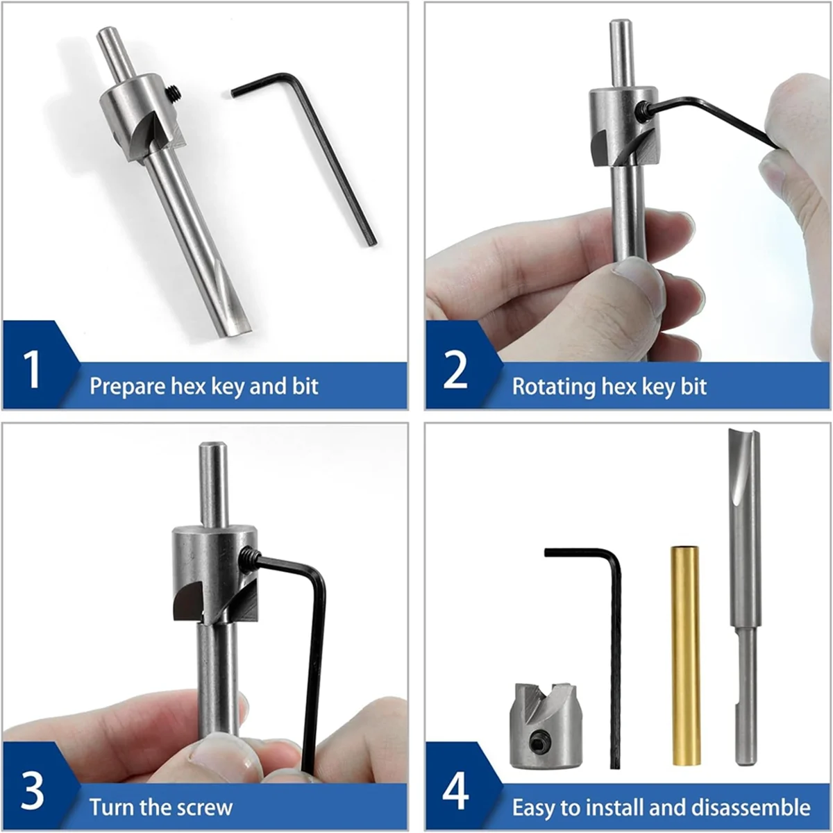 7Pcs Pen Mill Set, Pen Barrel Trimming System with Pilot Cutter Shafts, 7mm, 8mm, 3/8 Inch, 10mm Mill Trimmer Set