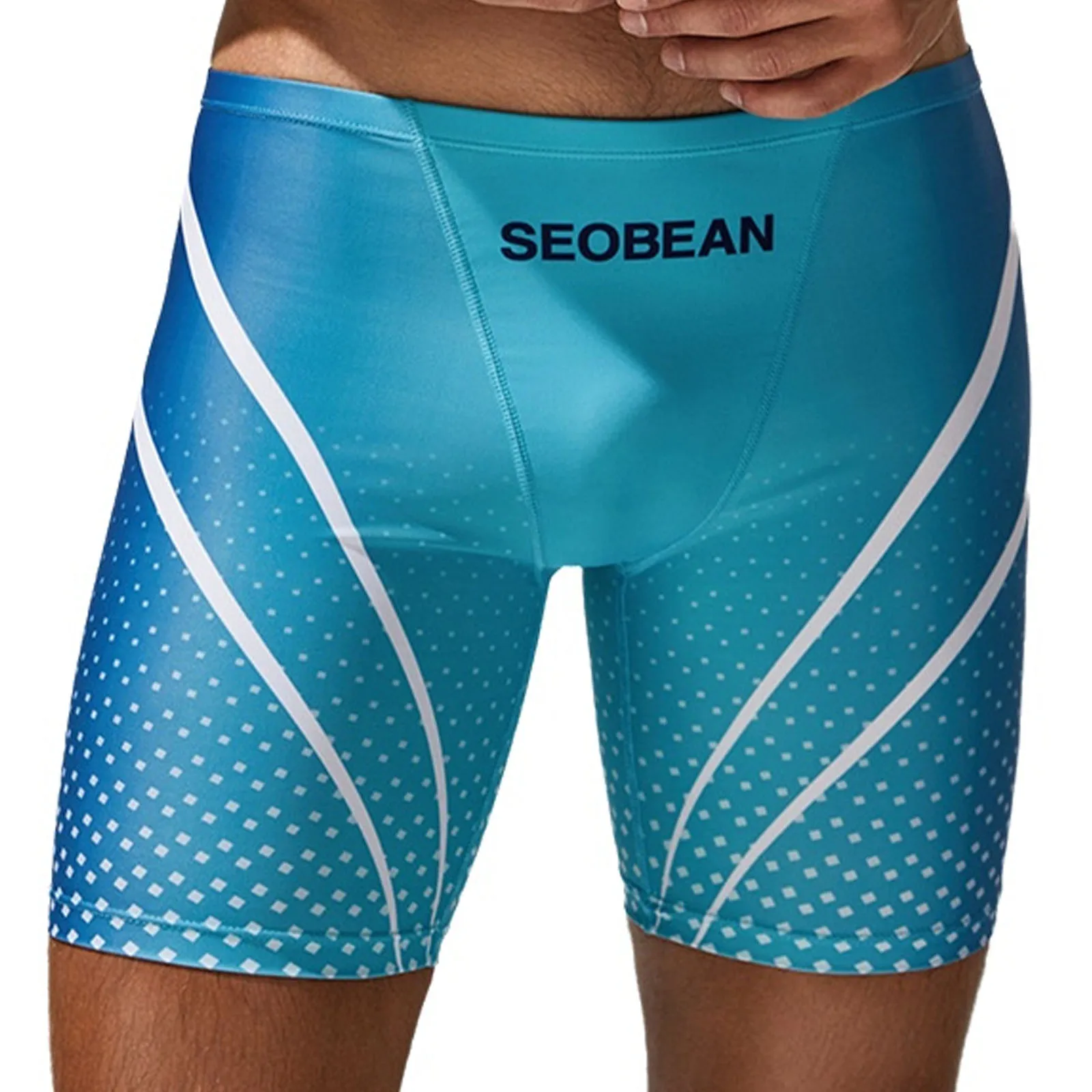 Mens Low Rise Boxer Shorts Swimming Trunks Outer Flat Seams Quick-drying Compression Beach Shorts for Surfing Diving Workout
