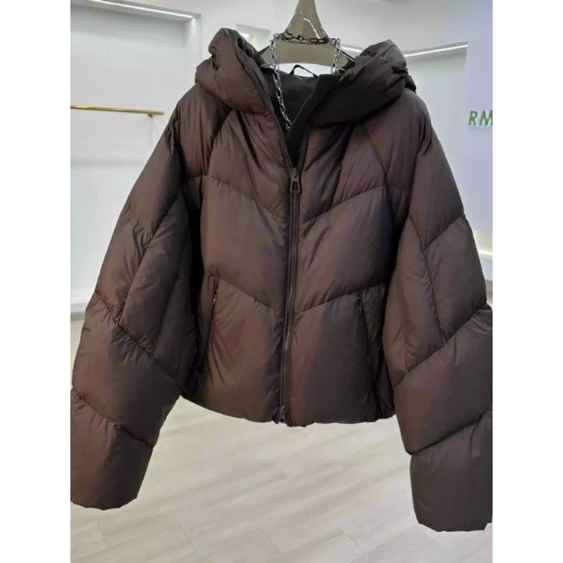 

2025 Winter Chic Hooded Down Cotton Puffer Parka Coats Women Loose Solid Thicken Warm Jacket Female New Fashion Zippers Outwear