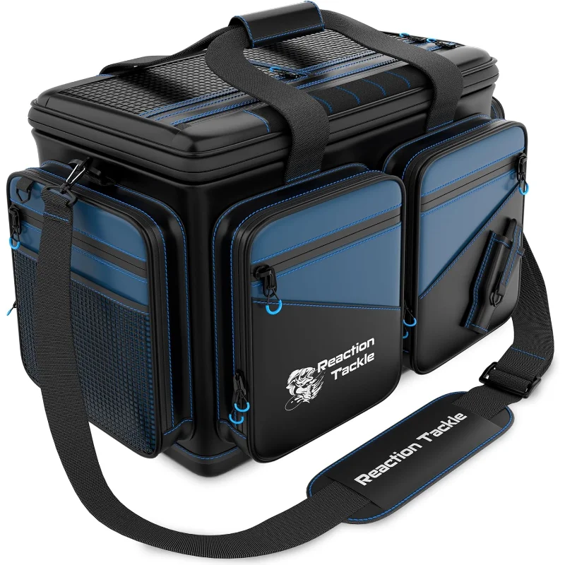 

Reaction Tackle Fishing Tackle Bag – Salt Water Resistant Fishing Bag,Tackle Box Organizer with Dividers Large Bag without trays
