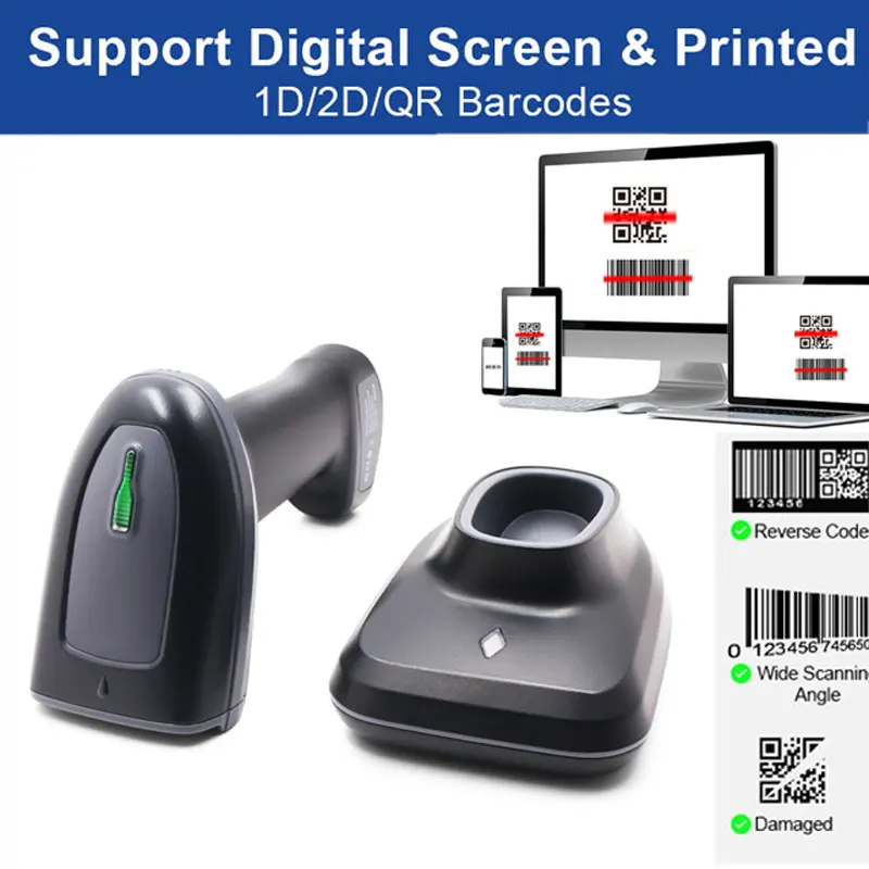 Picture 4: Bluetooth 2D Code Scanner Automatic Wireless QR Barcode Reader Precise Scanning Data Matrix PDF417 for POS System Scan Gun
