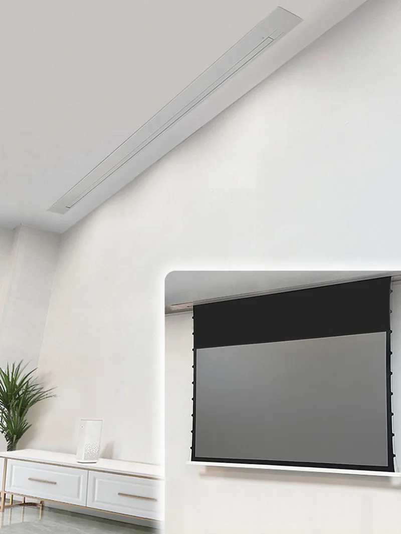 CRT-1 4K ALR Dunkelgraue Umgebungslichtunterdrückung Deckeneinbau-Projektionswand mit elektrischer Tab-Spannung HDTV 16:9-Format ProAV – Detail 10