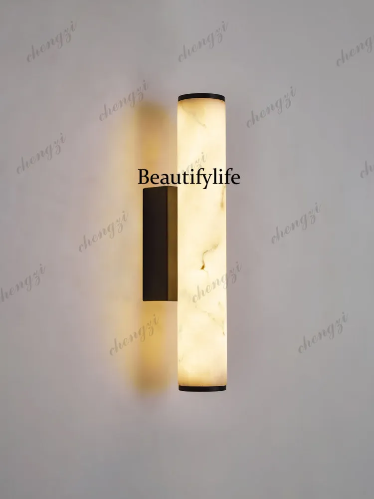 Medieval French style living room background wall light imitation marble wall light designer high-end wabi-sabi bedroom
