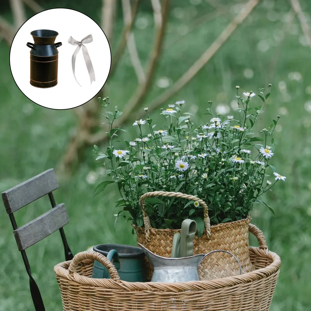 

Retro Iron Flower Bucket Vintage Metal Container for Home Garden Balcony Decorative Floral Pot Household Gift Greening