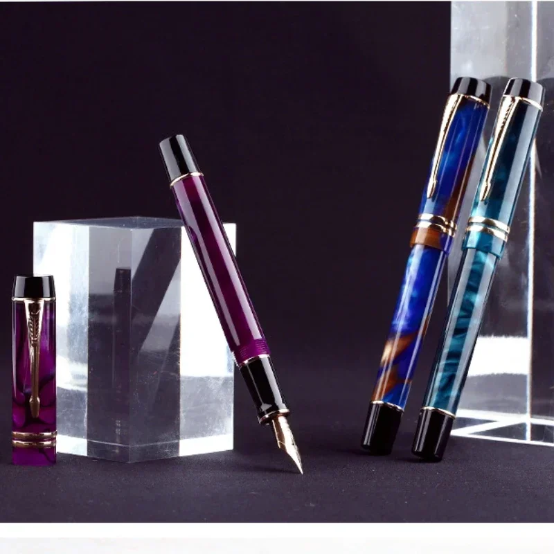 

MAJOHN M600S Resin Fountain Pen Gold Plated Nib Ink Pen Smooth Nib Handwriting Calligraphy Student Office Adult Luxury Gift