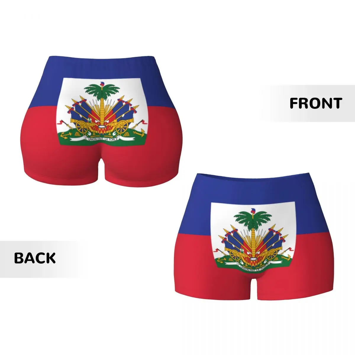 Women's Yoga Shorts Haiti Flag Style Scrunch Booty Butt Lifting Comfort Fitness Gym