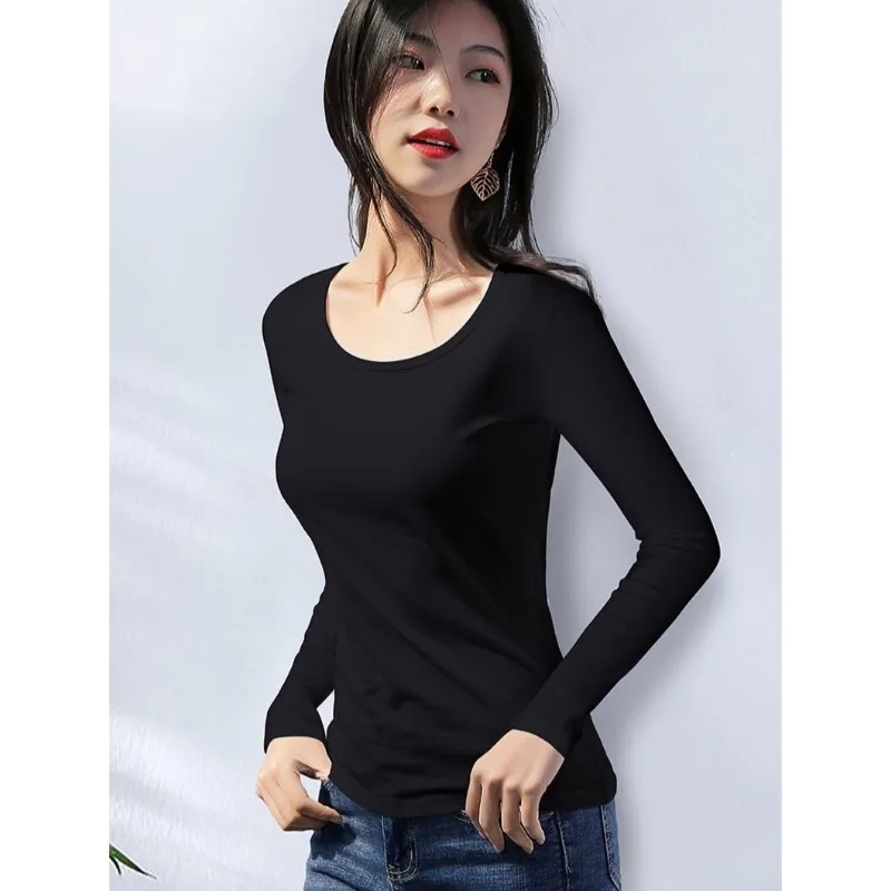 1pcs Women Autumn Winter Long-sleeved T-shirt  Lady Thermal Underwear Thick Velvet Slim Fit Fashion New Style V-neck Top