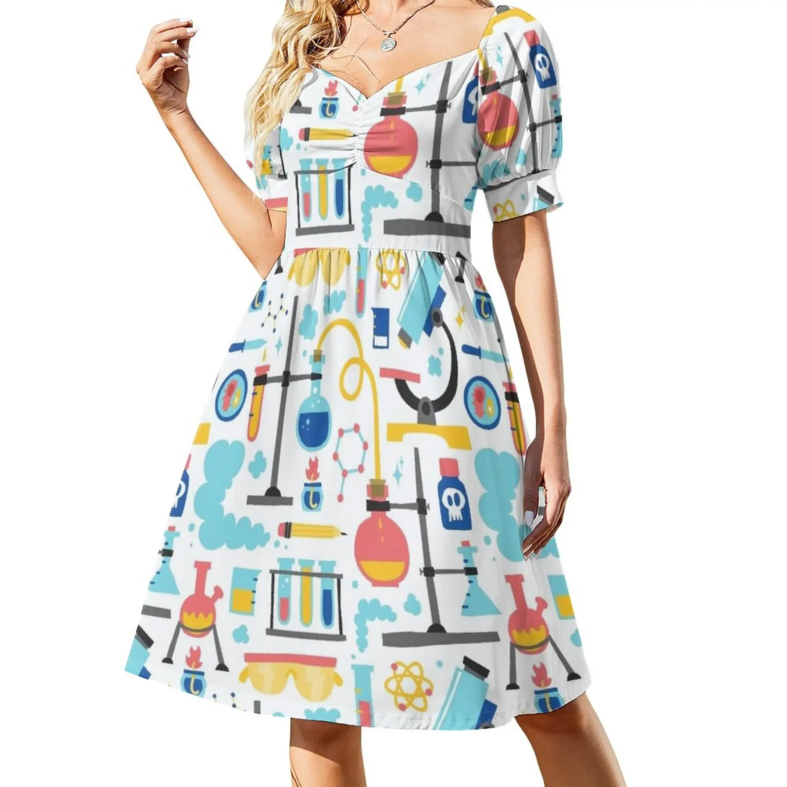 Chemistry lab science equipment pattern Dress long sleeve dresses Party dresses