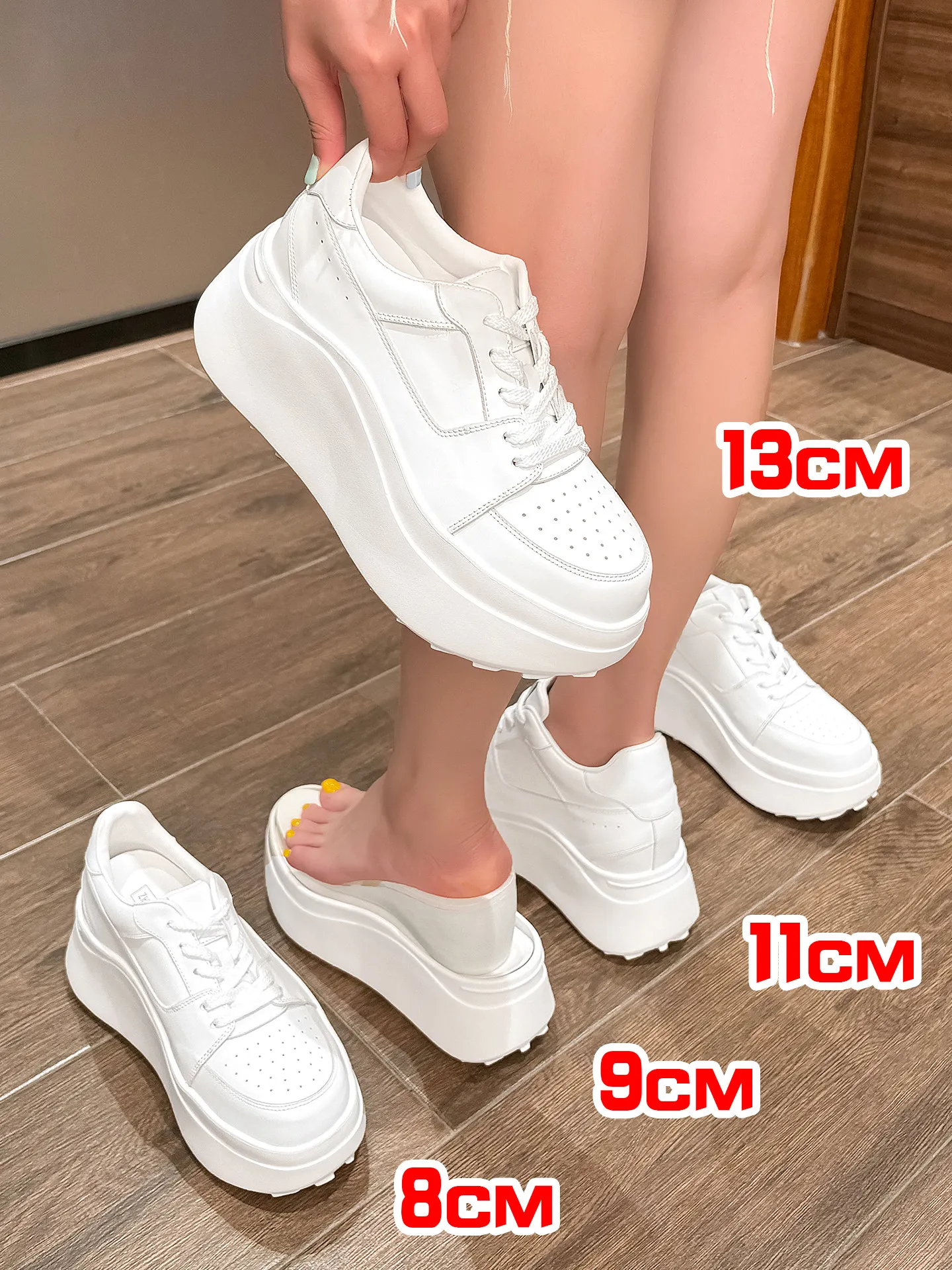 

Женские повседневные кроссовки ZJR 8-14 см на платформе, белые, из натуральной кожи, с увеличением роста, невидимые кроссовки на танкетке