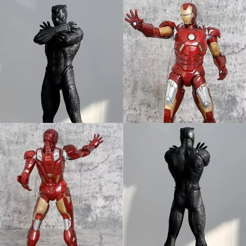 

Marvel Avengers Iron Man & Black Panther Action Figures Pvc Statue Desktop Ornament Collection Model Toys Gifts For Fans