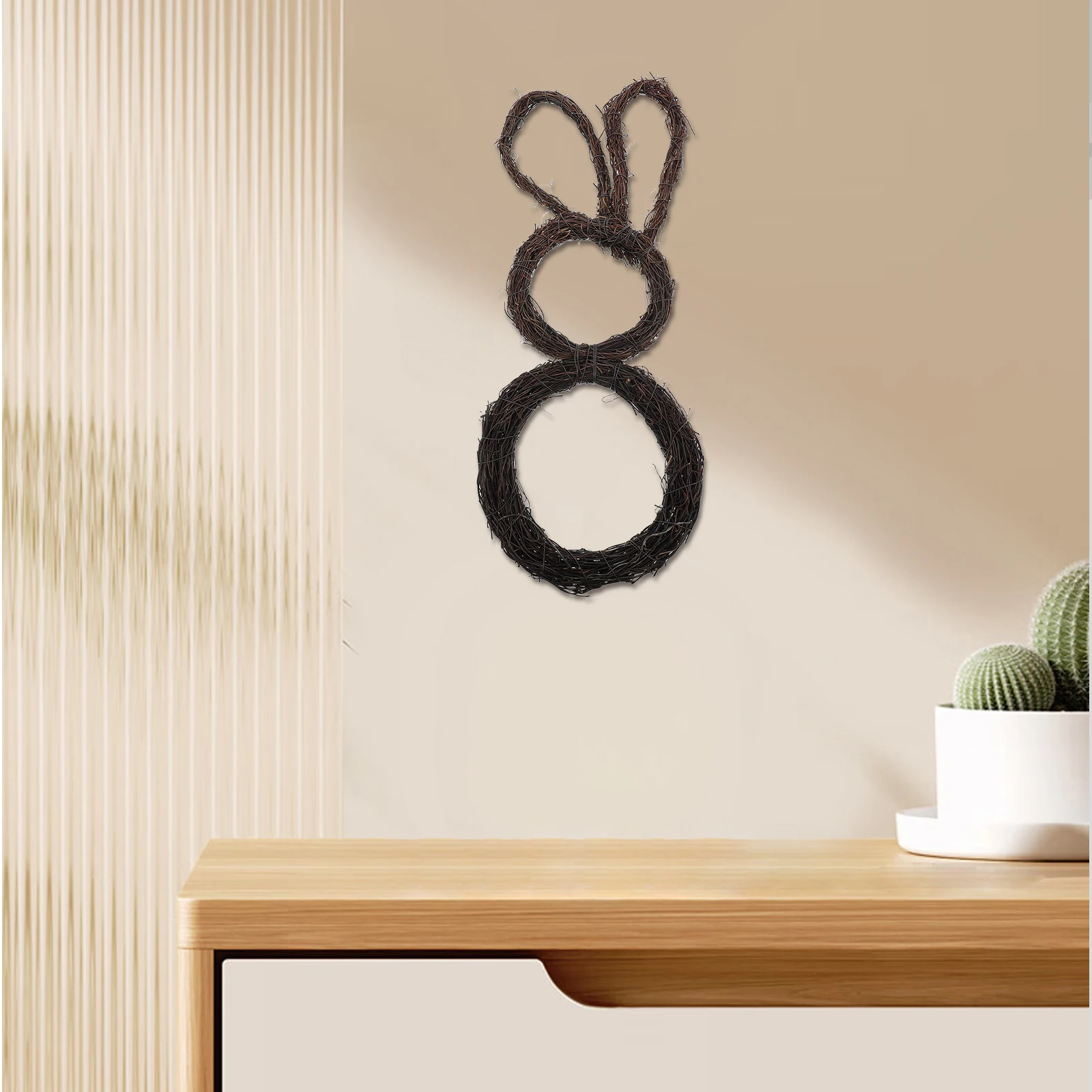 

Bunny Rattan Wreath Diy Home Decor Garland Pendant Vine Rabbit Craft Decoration Festival Wall Hanging Natural Rattan Ring