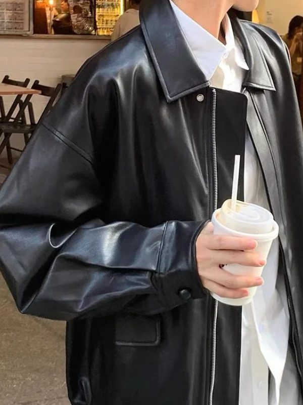 Bruin leren jack Dames retro mode trend motorjas korte jas warm ander materiaal standaard pasvorm