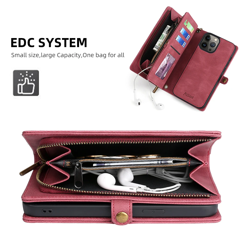 Luxury Wallet Shoulder Bag Phone Case For iPhone 6 6s 7 8 Plus X Xs Xr XsMax SE2020 11 12 13 14 15 Mini Pro ProMax bumper Case