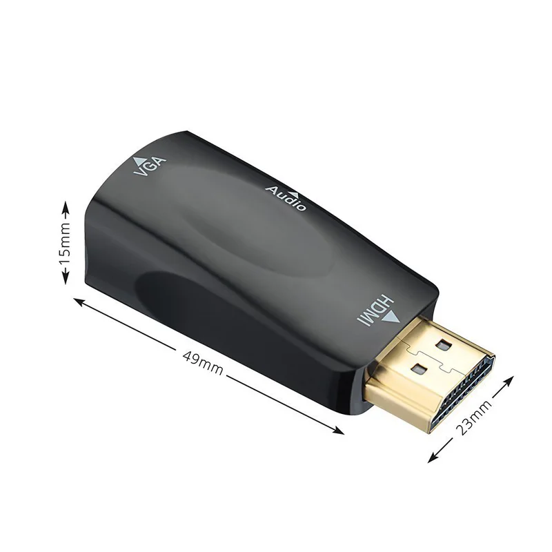 NEW HDMI-compatible to VGA Cable Converter Male To Famale Adapter 3.5 mm Jack Audio HD 1080P For Projector PC Laptop Tablet