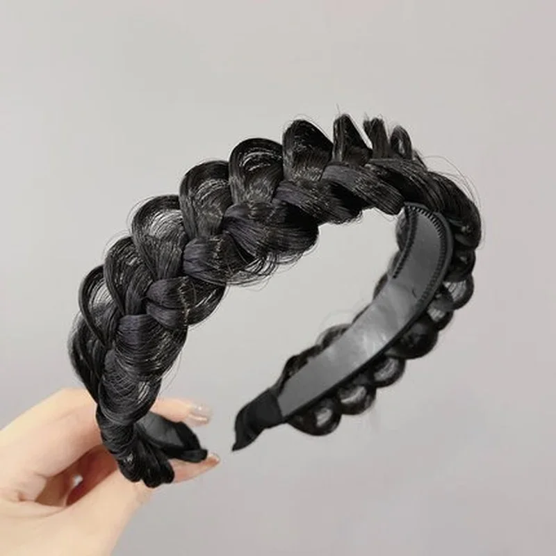 Fashion Fishbone Braid Lazy Wig Twist Hair Bands for Women Luxury Designer Non-slip Braided Wigs Headband Hair Accessories