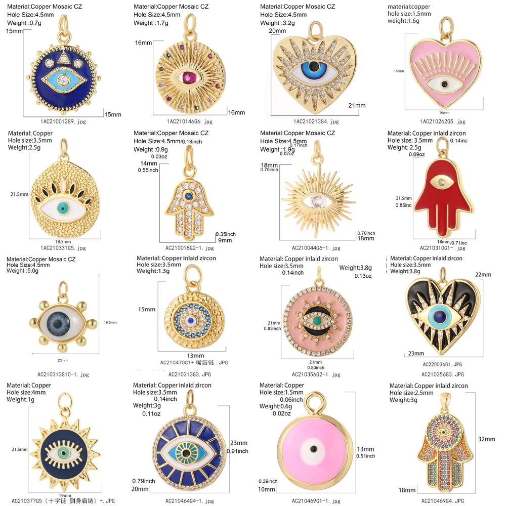 Evil Blue Eye Heart charms for jewelry making Cute Gold color Charm of Hand Pendant Collars Diy Pendant Chain High Qualit Dijes