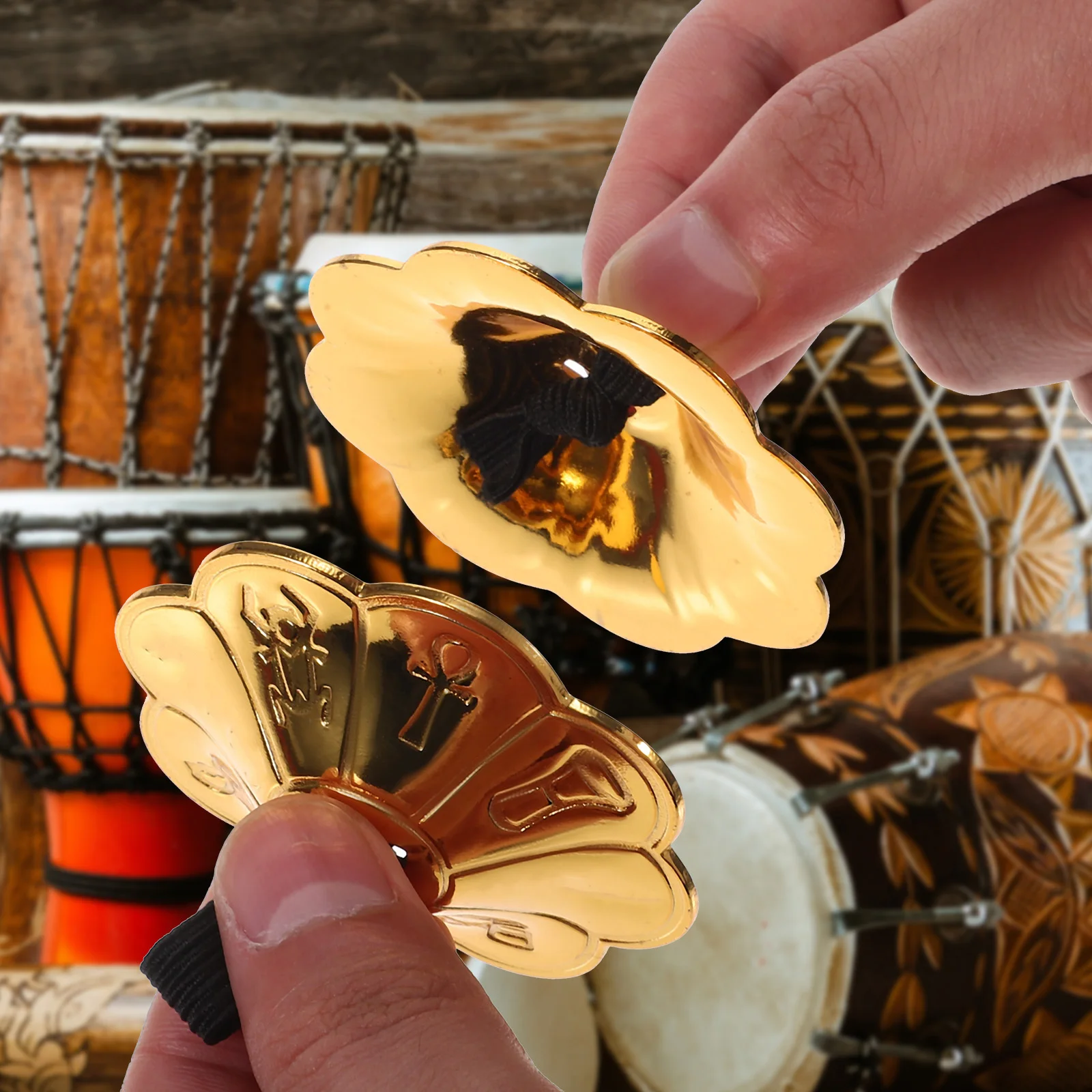 

2Pairs Belly Dancing Copper Cymbals Accurate Tuning Hand Finger Cymbals for Dancer Party Music Festivals Rhythm Training
