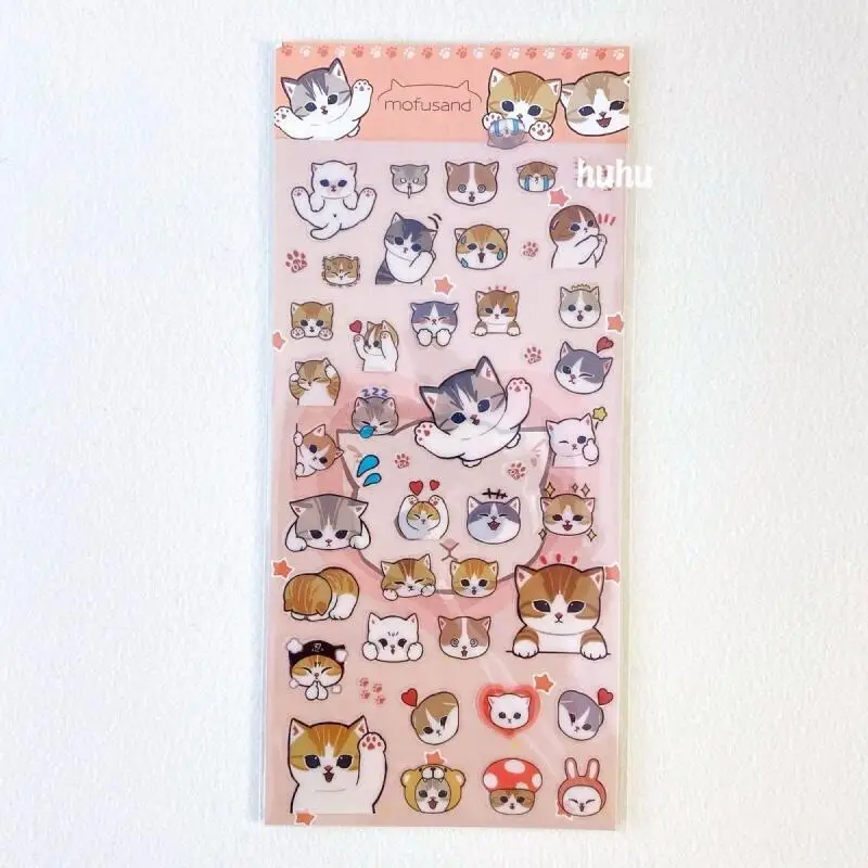 Nuevo Sanrio mofusand pegatina transparente impermeable pegatinas de grafiti Kawaii DIY ordenador equipaje monopatín Deco regalos al por mayor