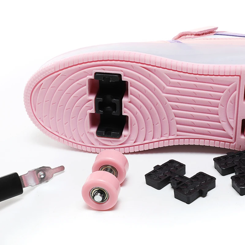 LED الاطفال زلاجات دوارة الكبار أزياء الفتيات الفتيان عارضة الرياضة انفصال 4 عجلة أحذية رياضية زلاجات دوارة بريق أحذية رياضية #6