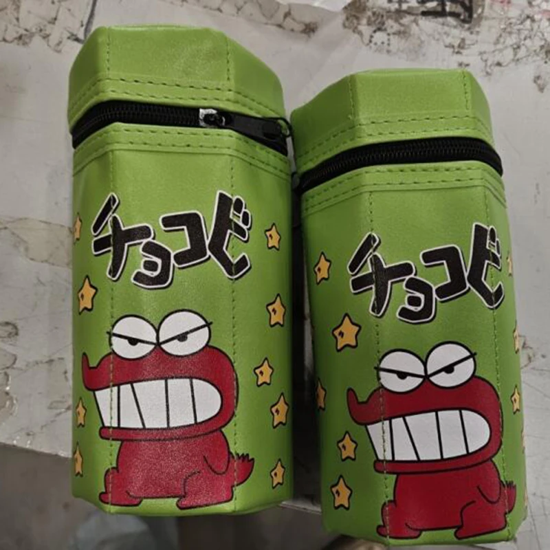 Crayon Shinchan Cartoon Hexagonal Pencil Case Crocodile Hunter Biscuit Box Stationery Bag Student Storag Stationery Wholesale