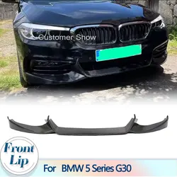 Car Front Bumper Lip Spoiler for BMW 5 Series G30 530i 540i Base Sedan 4-Door 2017 2018 Carbon Fiber Front Lip Chin Apron