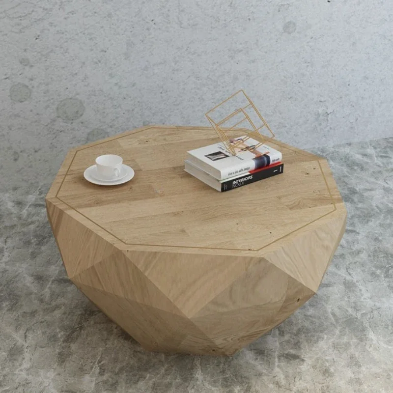 

Скандинавский креативный журнальный столик, бревенчатый природный ветер, промышленный ветер, белый дуб, круглая комбинация