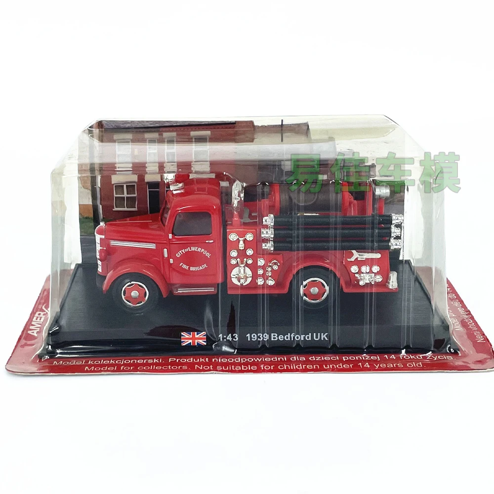 Diecast escala 1:43 bedford motor de incêndio liga modelo de carro brinquedo colecionável presente lembrança exibição ornamento