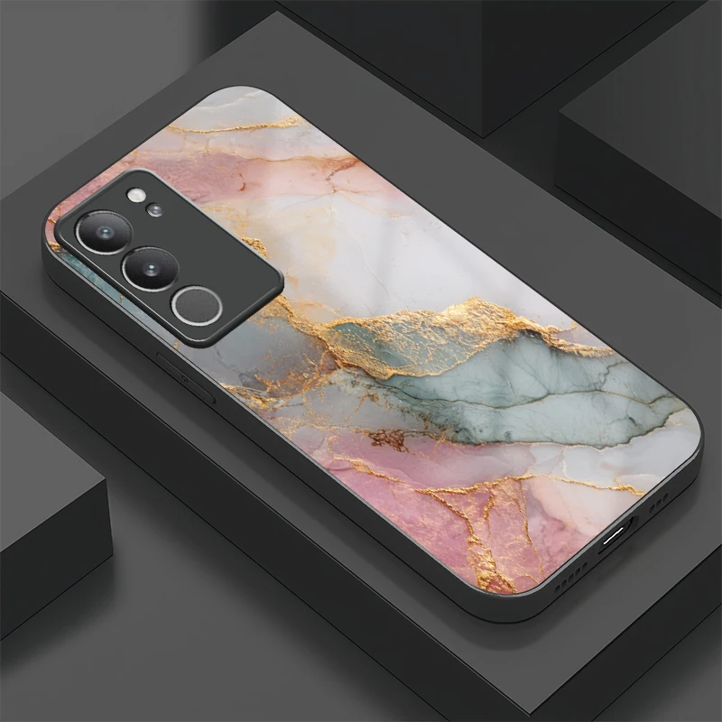 

Противоударный чехол для телефона Vivo V27 V27E V29 Pro V29E V25 V23E V21 V20 SE V20 Pro, чехол из закаленного стекла с мраморным принтом