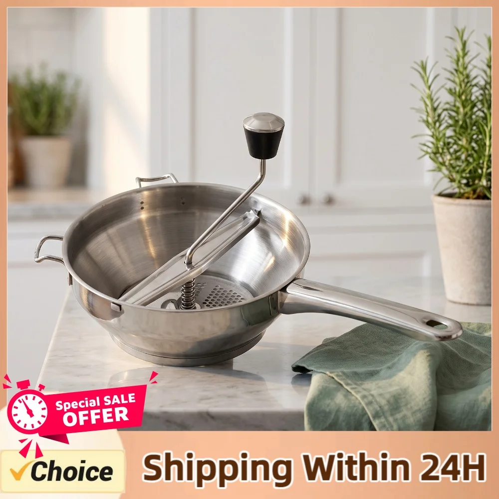 Hand Crank Grinder Stainless Steel Rotary Food Mill Manual Potato Ricer Loaded Vegetable Puree Maker