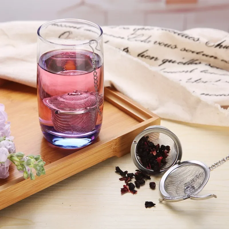 Colador de bolas de té de acero inoxidable 304, filtro Infusor de hierbas de malla, colador de té de especias y hojas de té, hervir sopa para tetera, herramienta de cocina