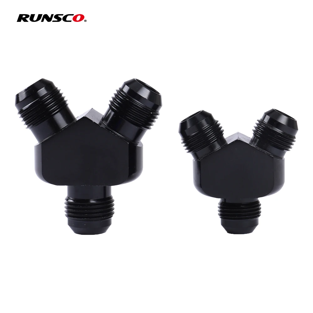 AN6 AN8 AN10 Block Adapter Fittings Adaptor Y Type Oil Pipe Joint Aluminum Black 6 8 10 AN Fittings