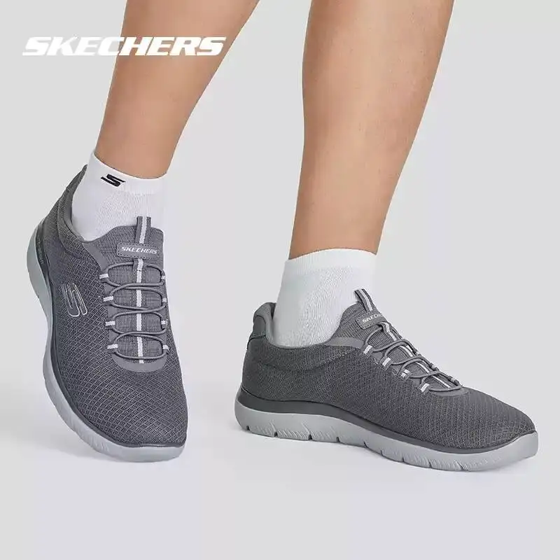 Skechers Men's Shoes New Summer Mesh Breathable Slip-On Casual Shoes Authentic Soft Sole Shoes for the Elderly 52811-CHAR Sport