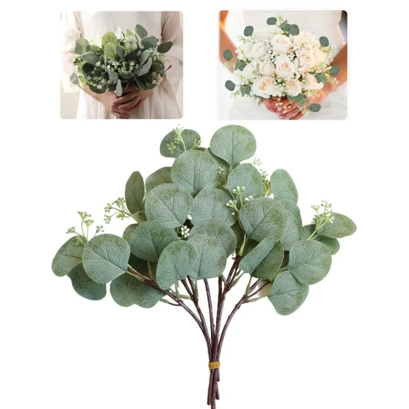 

Artificial Eucalyptus Stems with White Seeds Realistic Greenery for Wedding Bouquets Centerpieces Home Decor and Outdoor Flowers